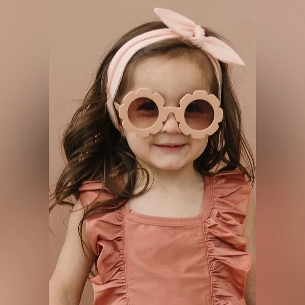 Sunglasses for Kids Round Flower Cute Glasses UV 400 Protection Children Girl